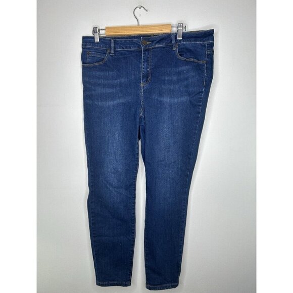 Tahari Jeans Women’s Kelly Mid Rise Skinny Medium Wash Blue Denim Size 16W - Picture 1 of 10